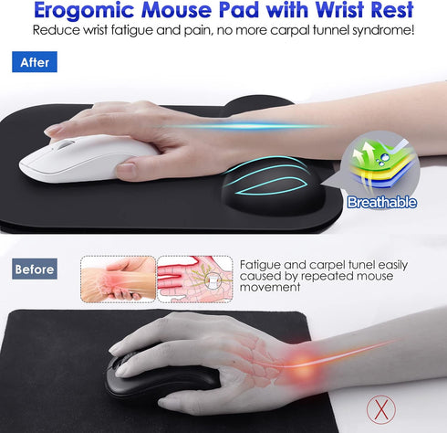 Gimars Large Smooth Superfine Fibre Memory Foam Ergonomic Mouse Pad Wrist Rest Support Mousepad with Nonslip Base