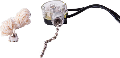 Gardner Bender GSW-31 Electrical Pull Chain Switch, SPST, ON-OFF, 6 A/125V AC, Nickel, 6 inch Wire Terminal