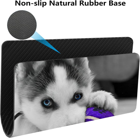 Siberian Husky Pup Playing with Purple Blue Ball Cute Large Mouse Pad Custom