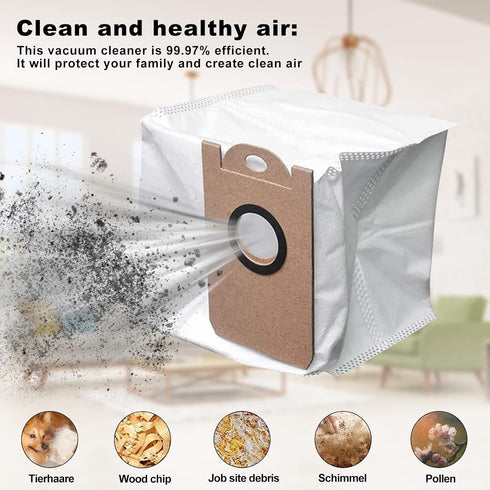 10 Pcs Leakproof Large Capacity Dust Bags for Proscenic M7 MAX M7 PRO M8, Kyvol Cybovac S31, Neabot NoMo N1+, N2