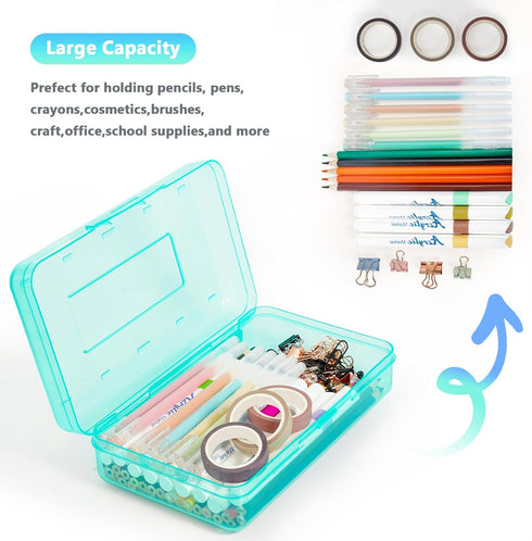 Large Capacity Pencil Box, Plastic Pencil Case for Kids, Girls, Boys, Adults with Snap-Tight Lid