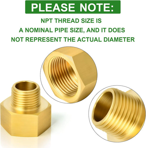 TAISHER 5PCS Brass Pipe Fitting, Reducer Adapter, 1/4-Inch Male Pipe x 1/4-Inch Female Pipe