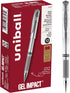 uniball Impact Gel Pen, Medium 1 Mm, Silver Metallic Ink, Silver Barrel