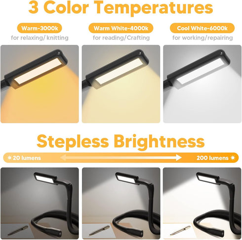 2000mAh 10-80Hrs Neck Reading Light Book Lovers Gifts, Rechargeable Eye-friendly Wide Lamp Book Light, Birthday Mothers