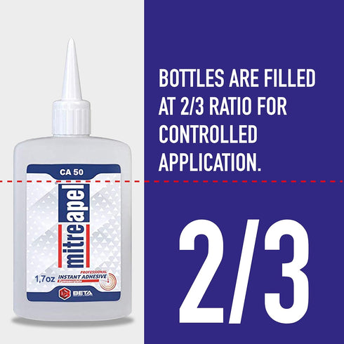 MITREAPEL Ca Glue with Activator (2 x 1.7 oz - 2 x 6.7 fl oz), Instant Bond for Wood, Plastic, Metal, Leather, Craft