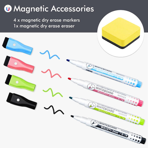 Magnetic Whiteboard Fridge Dry Erase Board, HOMiDEK Small Magnetic White Board with Clean Dirty Magnet, 4 Markers
