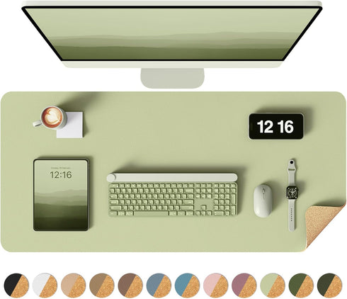YSAGi Double-Sided Desk Pad, 31.5"x15.7" Leather Desk Mat, Waterproof Desk Blotter for Office/Home