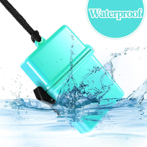 Outus 3 Pieces Waterproof ID Card Holder with Floating Sports Case Locker and Rope (Black Purple Lake Blue)