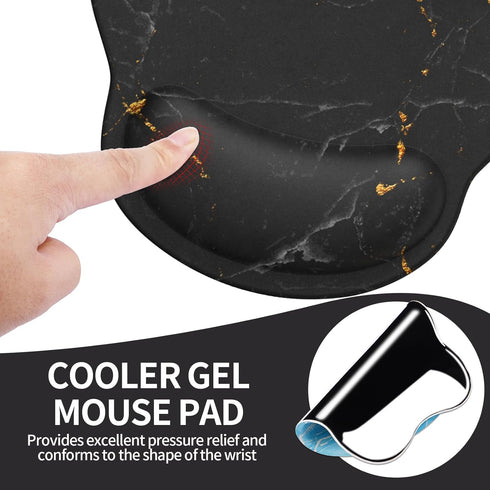 Mouse Pad Wrist Support - Ergonomic Gel Mouse Pad with Wrist Rest, Comfortable for Laptop, Black Marble
