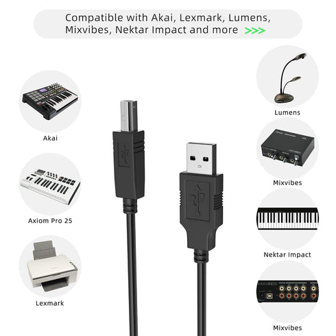 6ft 2.0 252 Sync USB PC Data Cable Lead Cord for Xerox Documate DocuMate Desktop Scanner
