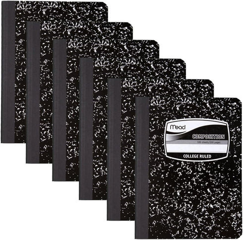 Mead Square Deal Composition Book, 6 Pack, 100-Count, College Ruled, Black Marble (09932)