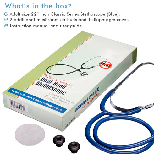 NOVAMEDIC 22-inch, Classic Blue Dual Head Stethoscope, Adult Size Stethoscope for Nurses, Doctors, ETMs, Nursing Homes