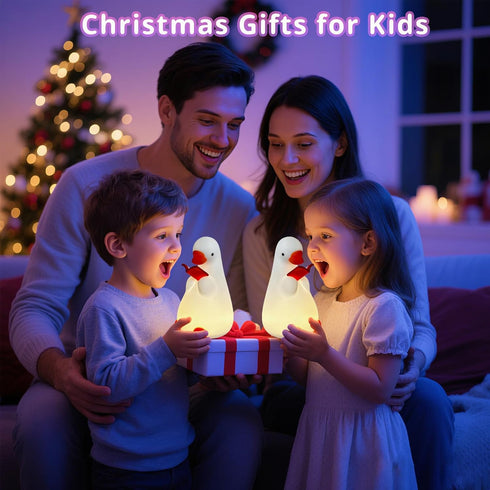 AVEKI Goose Reading Light, Soft Squishy Silicone Duck Night Light for Kids Baby Toddler, Rechargeable LED Touch Lamp