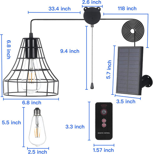 Solar Pendant Lights Outdoor Indoor with Remote, Chicken Coop Lights Solar Powered Shed Light with ON Off Switch,Solar