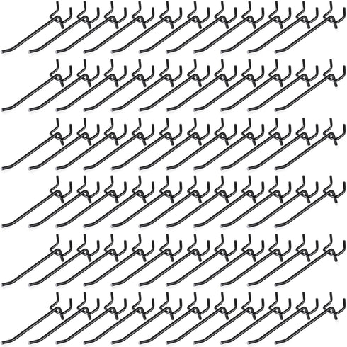Shimeyao 100 Pcs Black Pegboard Hooks - Stainless Steel Display Hook for 1/8 1/4 Pegboard, 4 Inch, Garage Storage
