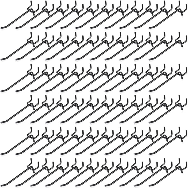 Shimeyao 100 Pcs Black Pegboard Hooks - Stainless Steel Display Hook for 1/8 1/4 Pegboard, 4 Inch, Garage Storage