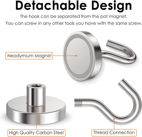 Magnetic Hooks Heavy Duty, 100 lbs Strong Hooks for Hanging, Pack of 8 Magnet with Hook for Cruise, Grill, Fridge