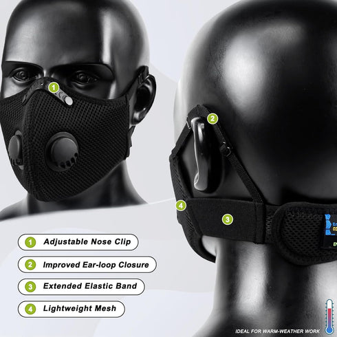 6 (Modern1) BASE CAMP M Plus Dust Mask, Breathable Reusable Face Mask with Activated Carbon Filters for Woodworking