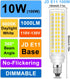 E11 LED Bulb Dimmable, JDE11 120V 100W Halogen Equivalent, 10W 1000 Lumen T3/T4 Mini Candelabra Base, E11 Bulbs for Ceiling Fan, Cabinet Lighting, Pack of 2 (Daylight White 6000K) by TZHILAN