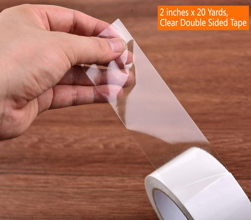 i frmmy Removable Clear Double Sided Sticky Tape, 2 Inches x 20 Yards, No Residue