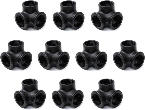 3/4" Black Side Outlet Elbow, Home TZH Cast Malleable Iron 3 Way