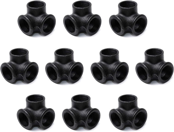 3/4" Black Side Outlet Elbow, Home TZH Cast Malleable Iron 3 Way
