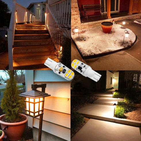 KAKEMONO T5 T10 Wedge Base LED Bulb, 2W AC10-18V/DC10-30V, 2700K Warm White, 10 Pack for Low Voltage