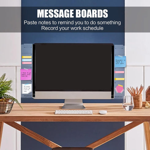 Office Desk Accessories 2pcs Multifunction Computer Monitor Memo Board, Transparent Side Panel with Phone Holder