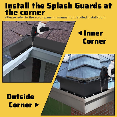 4 Pack 10 Inch Aluminum Gutter Valley Splash Guard, Grey for Valley, Corner, or Straight