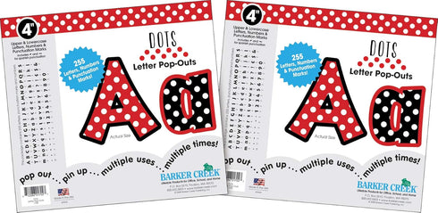 Barker Creek 4" Letter Pop-Outs 2-Pack, Colorful Letters for Bulletin Boards, 510 Upper & Lowercase Letters