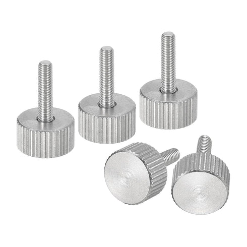 uxcell M3x12mm Knurled Thumb Screws, 5pcs 304 Stainless Steel Fully Threaded Fasteners Grip Knobs