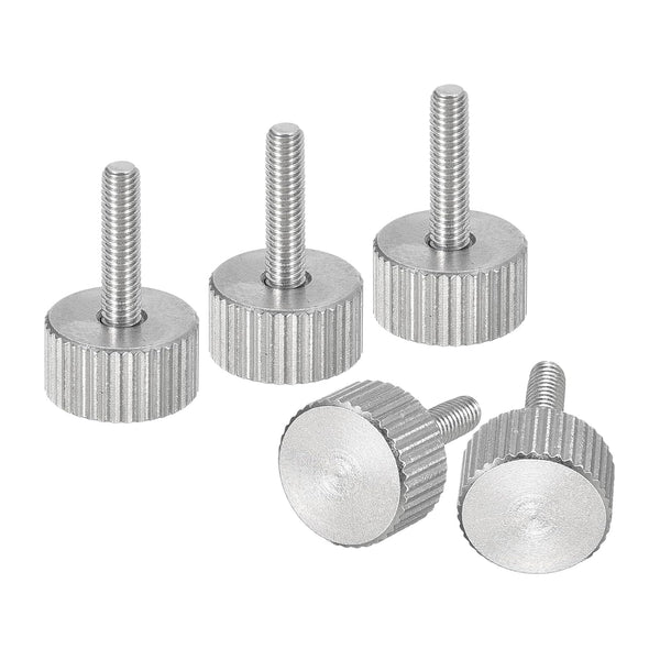 uxcell M3x12mm Knurled Thumb Screws, 5pcs 304 Stainless Steel Fully Threaded Fasteners Grip Knobs