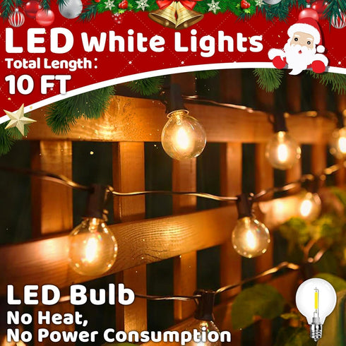 SOLROS STUDIO 10FT G40 Bulb, LED Outdoor String Lights - Waterproof Patio Lights Shatterproof Edison Globe Connectable