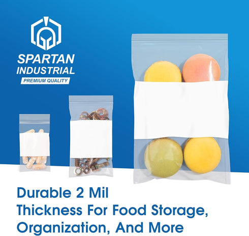 Spartan Industrial 5" X 7" Zip Top Resealable Bags, 1000 Count Clear Bags for Game and Small Parts