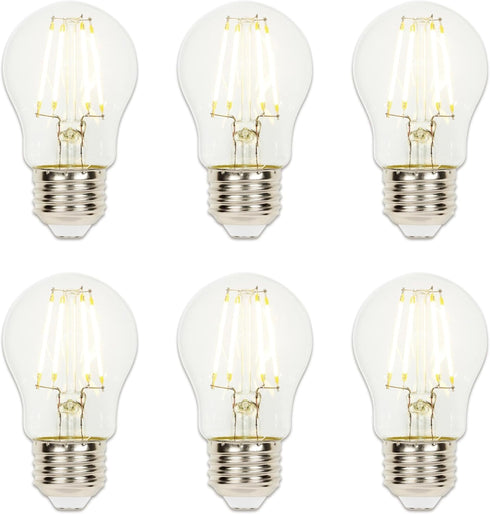 Westinghouse 5316620 4.5 Watt A15 Dimmable Clear Filament LED Light Bulb, 40 Watt Equivalent, 6 Pack
