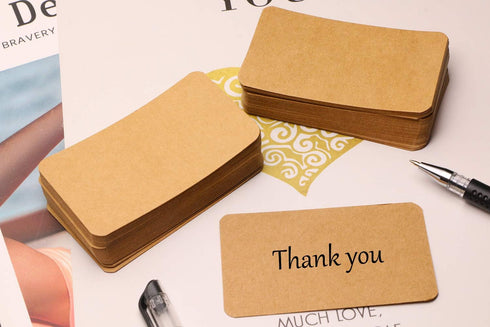 Tupalizy Small Blank Brown Paper Message Note Business Cards, Mini Greeting Place Name Flash Cards, 100PCS