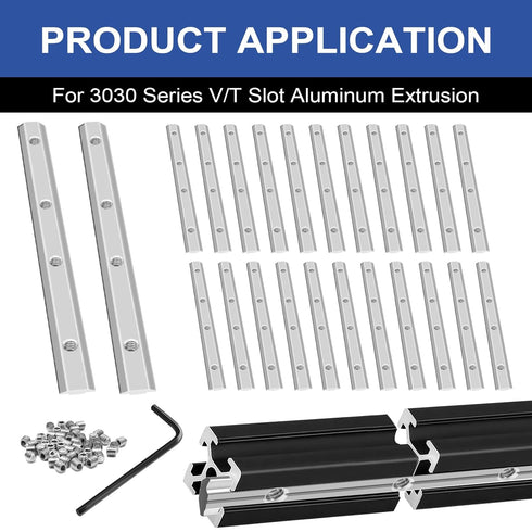 24pcs Seekliny 3030 Extrusion Straight Connector Joining Plate, Corner Bracket for 8020 Aluminum Profile 3D Printer