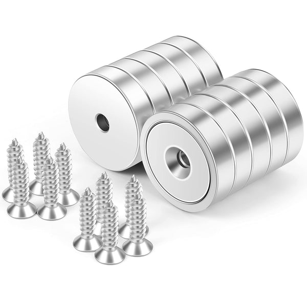 Neosmuk Magnets with Screws,130lbs+ Heavy Duty Rare Earth Neodymium Mounting Magnets with
