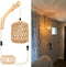 Frideko Rattan Wall Lamp with Plug in Cord Hand Woven Plug in