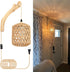 Frideko Rattan Wall Lamp with Plug in Cord Hand Woven Plug in