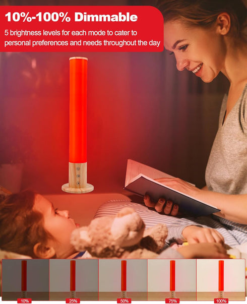 670nm Red Light Night Light Lamp for Sleep GlowPillar Red Nightlight Desk Lamp with Wavelength Multi-Color
