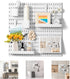 VUSIGN 4-Piece Pegboard Combination Wall Organizer Kit, 17 Accessories, Modular Hanging Display for Home, Office, White
