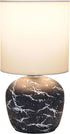 LT1170-BLK 12.4" Simple Designs Chic Glow Rounded Marble Inspired Concrete Table Lamp with Fabric Shade, Bedroom