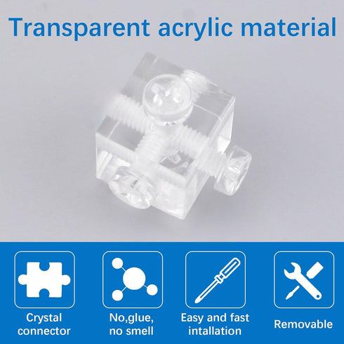8Pcs INCREWAY Acrylic Cube Corner Code Connectors Square Acrylic Corner Code Support Shelf Corner Brace Right Angle