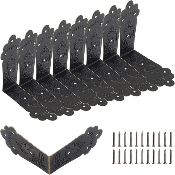 Auvotuis 30Pcs Antique Corner Protectors Decorative Metal Right Angle Box Corner Cover Guards,