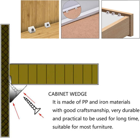 120 Pcs Drawer Wedges, Drawer Bottom Repair Fixing Mending Wedges with Screws, Plastic Angle Code Bracket