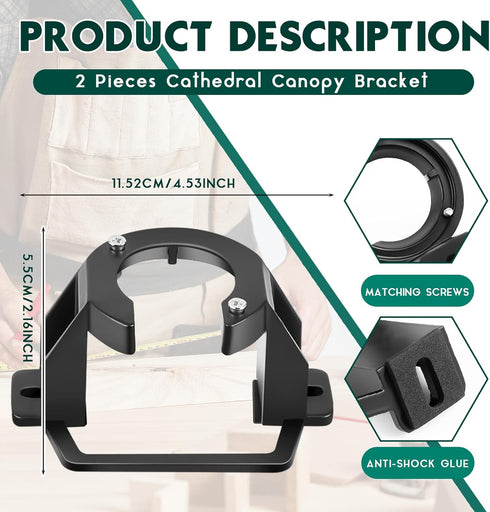 Zonon 2 Pcs Ceiling Fan Mounting Bracket Ceiling Fan Mounting Kits Ceiling Fan Parts for Cathedral Canopy Living Room, Black (without Wire)