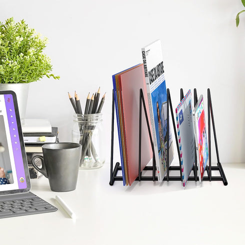 Fun storage 2 Pack 7 Triangle Desk File Organizer, Slots Metal File Sorter Magazine Holder Document Rack,Desktop