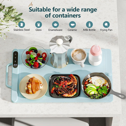 Countertop, 6 6 Warming Mat for Food, Food Warmer Mat for Electric Warming Tray with Level Temperature and Hours Timer