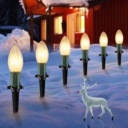 Brightown Christmas Pathway String Lights Outdoor - 25.7 Ft. C9 20 Clear